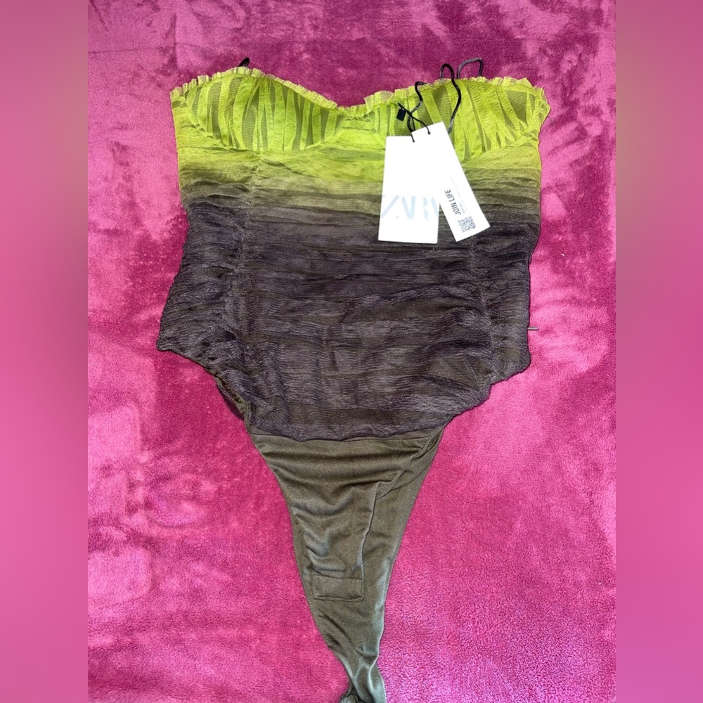 Lucky green bodysuit zara top